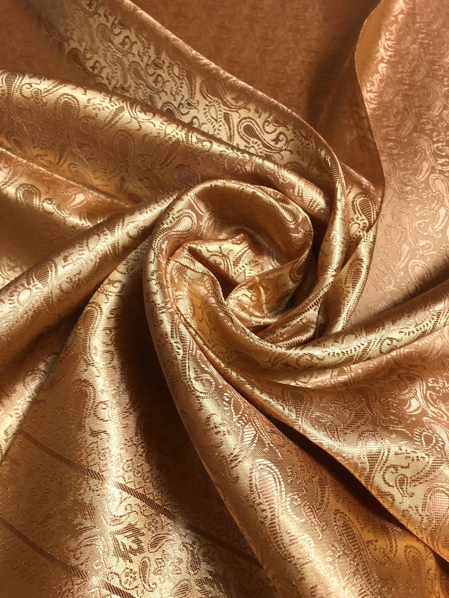 Dark Gold Silk Scarf For Her Paisley