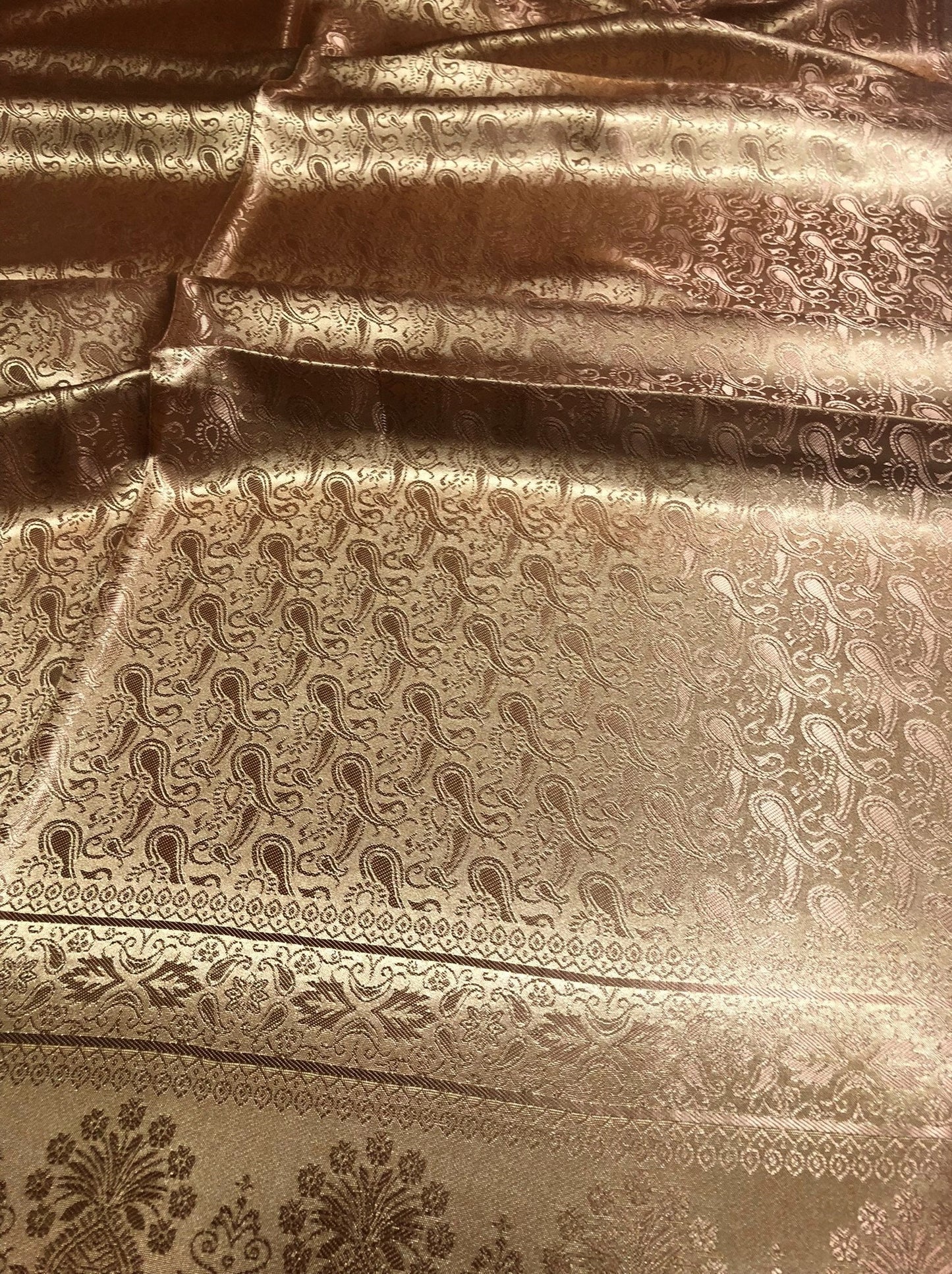 Dark Gold Silk Scarf For Her Paisley