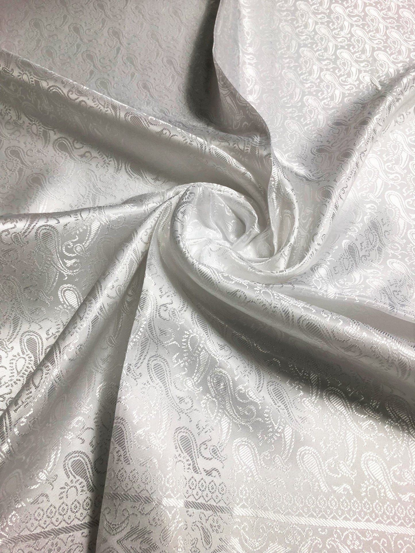 White Silk Scarf For Her Reversible Paisley