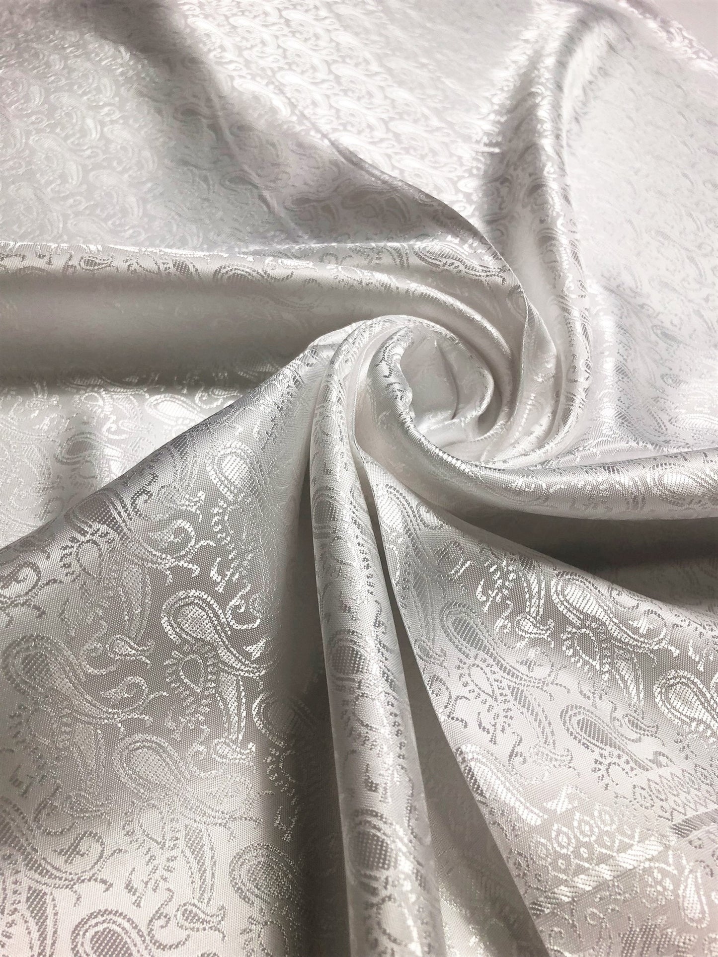 White Silk Scarf For Her Reversible Paisley