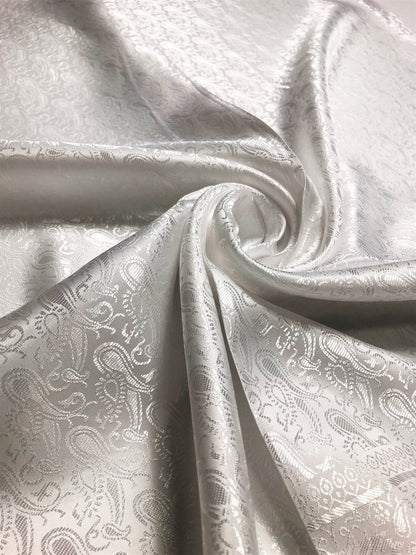 White Silk Scarf For Her Reversible Paisley