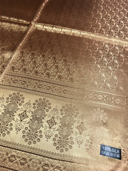 Dark Gold Silk Scarf For Her Paisley