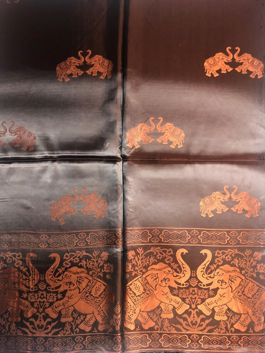 Chocolate Brown Silk Scarf For Her Shawl&Wrap Elephant lover