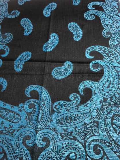 Turquoise Black Paisley Scarf Clothing Hair Wrap