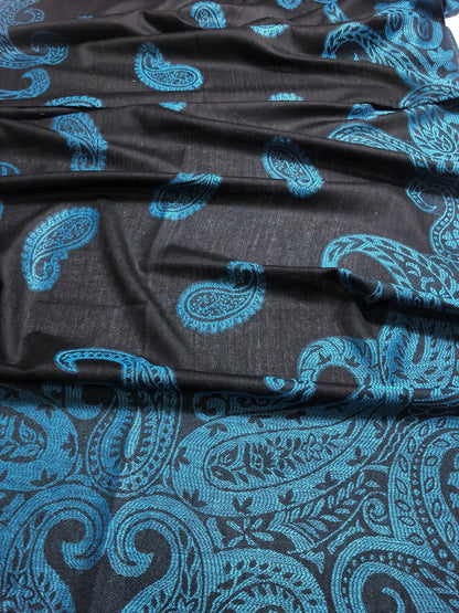 Turquoise Black Paisley Scarf Clothing Hair Wrap