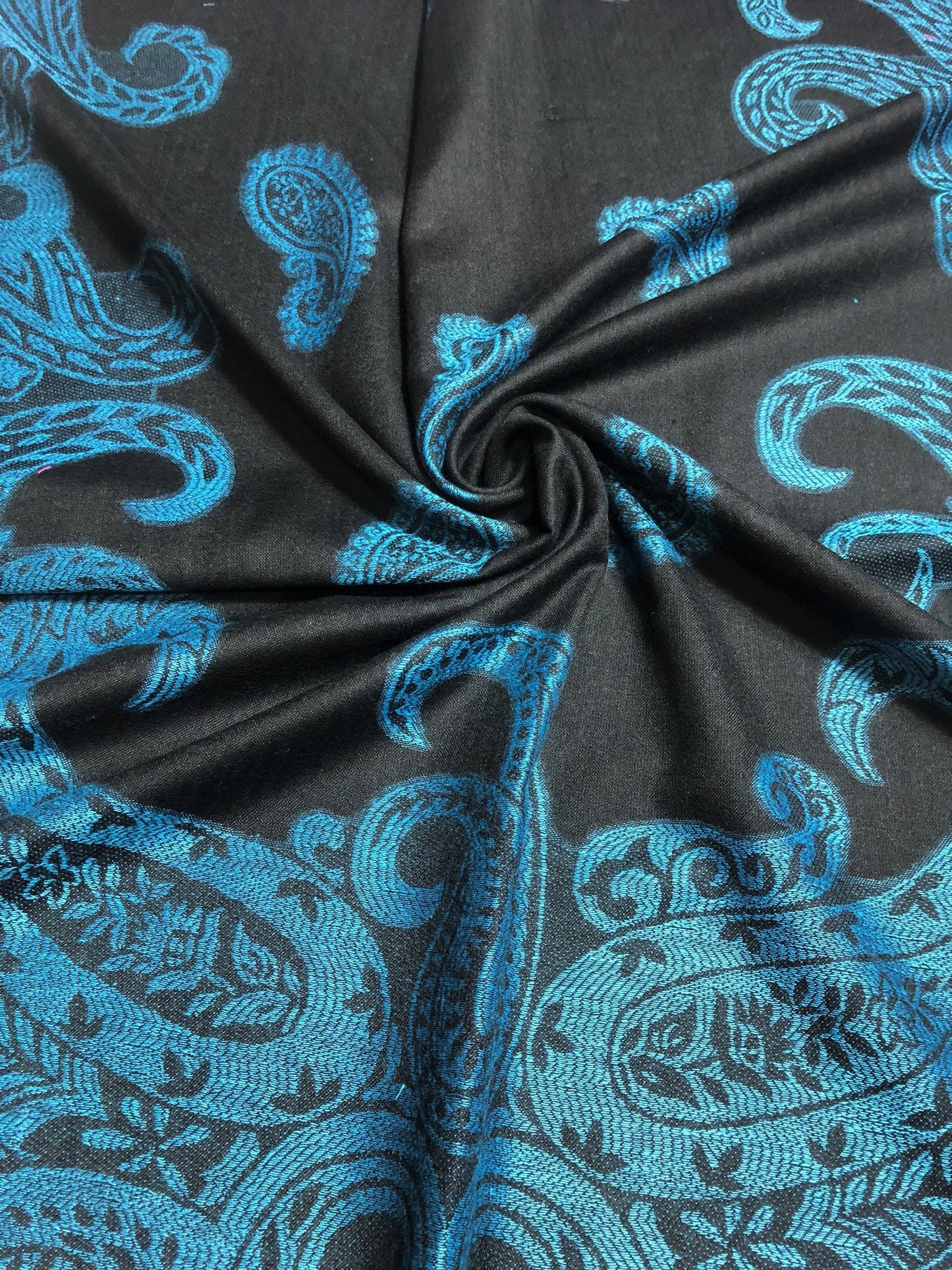 Turquoise Black Paisley Scarf Clothing Hair Wrap