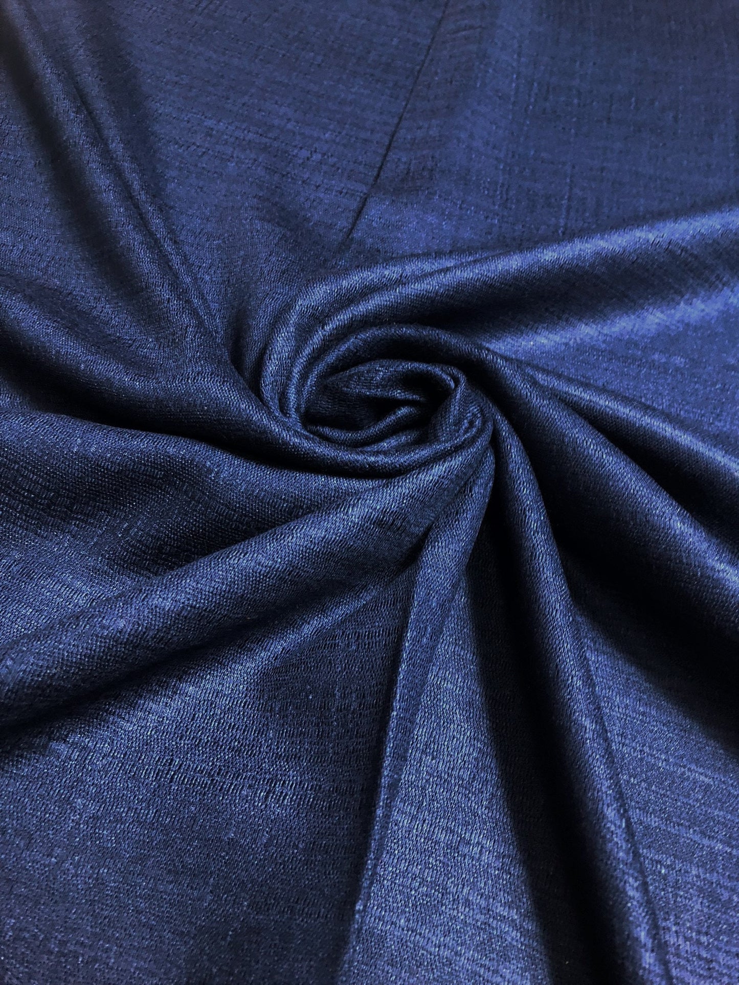 Dark Blue Raw Silk Scarf For Her