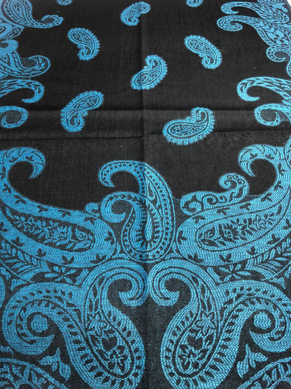 Turquoise Black Paisley Scarf Clothing Hair Wrap