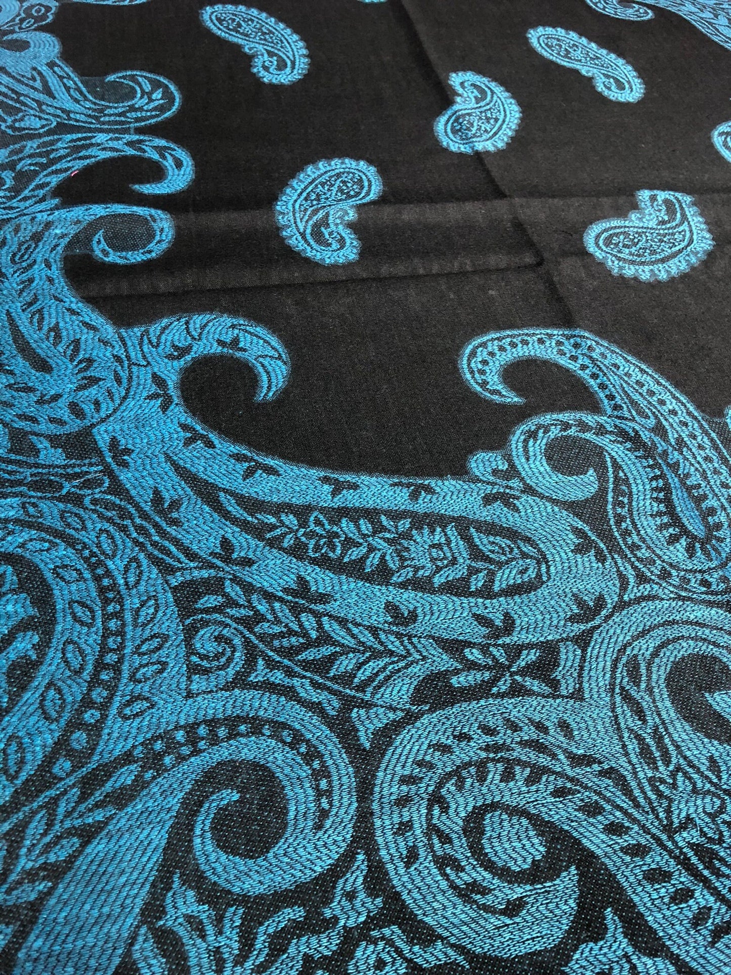 Turquoise Black Paisley Scarf Clothing Hair Wrap