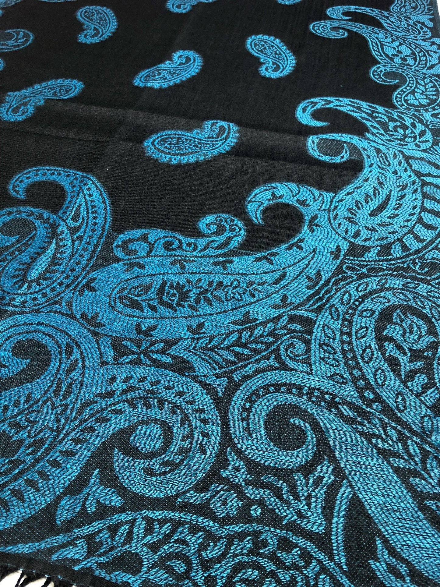 Turquoise Black Paisley Scarf Clothing Hair Wrap