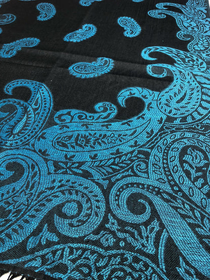 Turquoise Black Paisley Scarf Clothing Hair Wrap