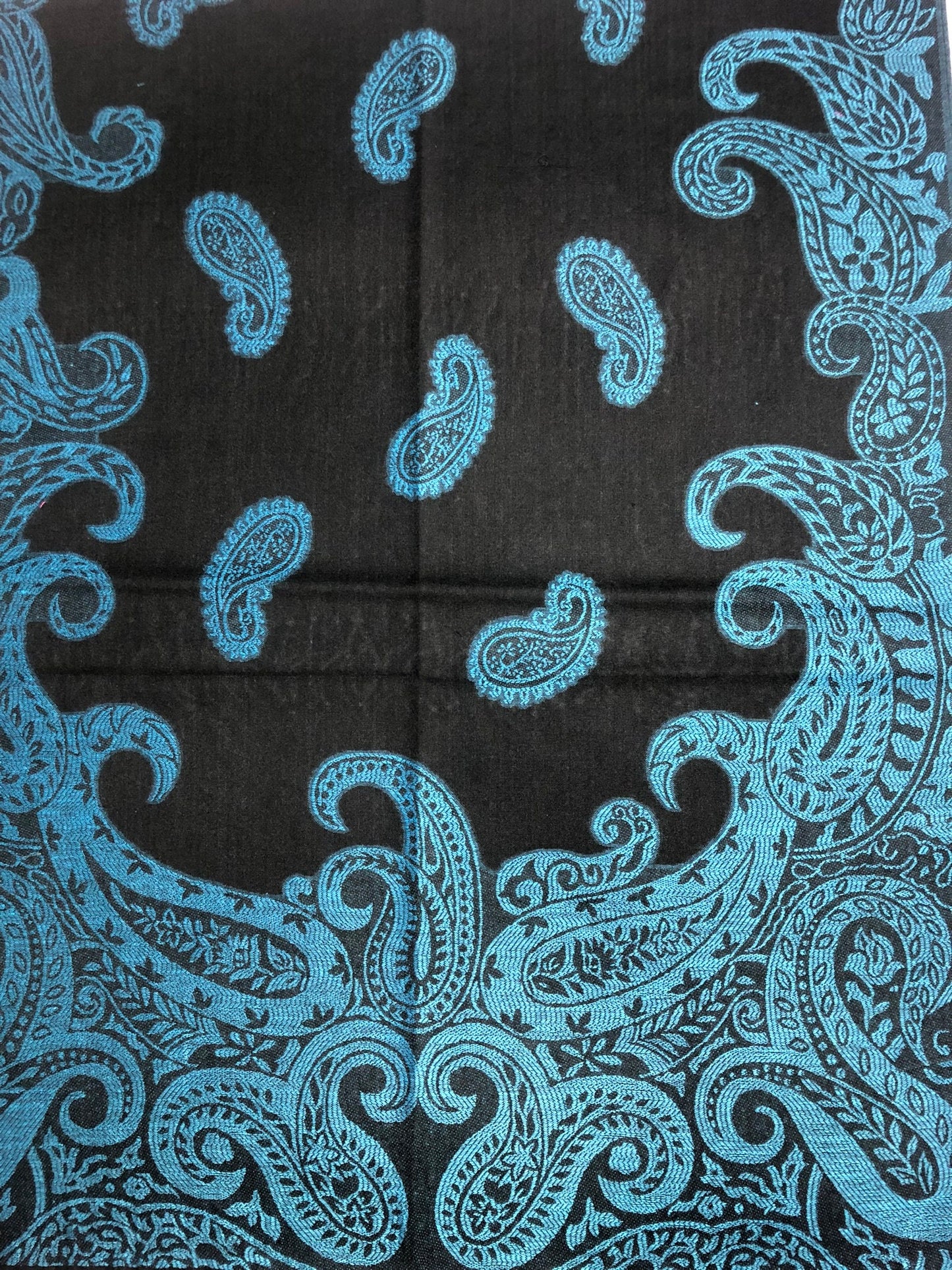 Turquoise Black Paisley Scarf Clothing Hair Wrap