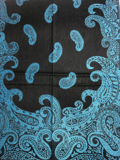 Turquoise Black Paisley Scarf Clothing Hair Wrap