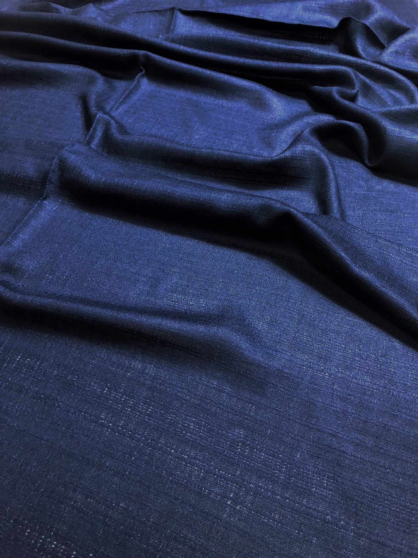 Dark Blue Raw Silk Scarf For Her