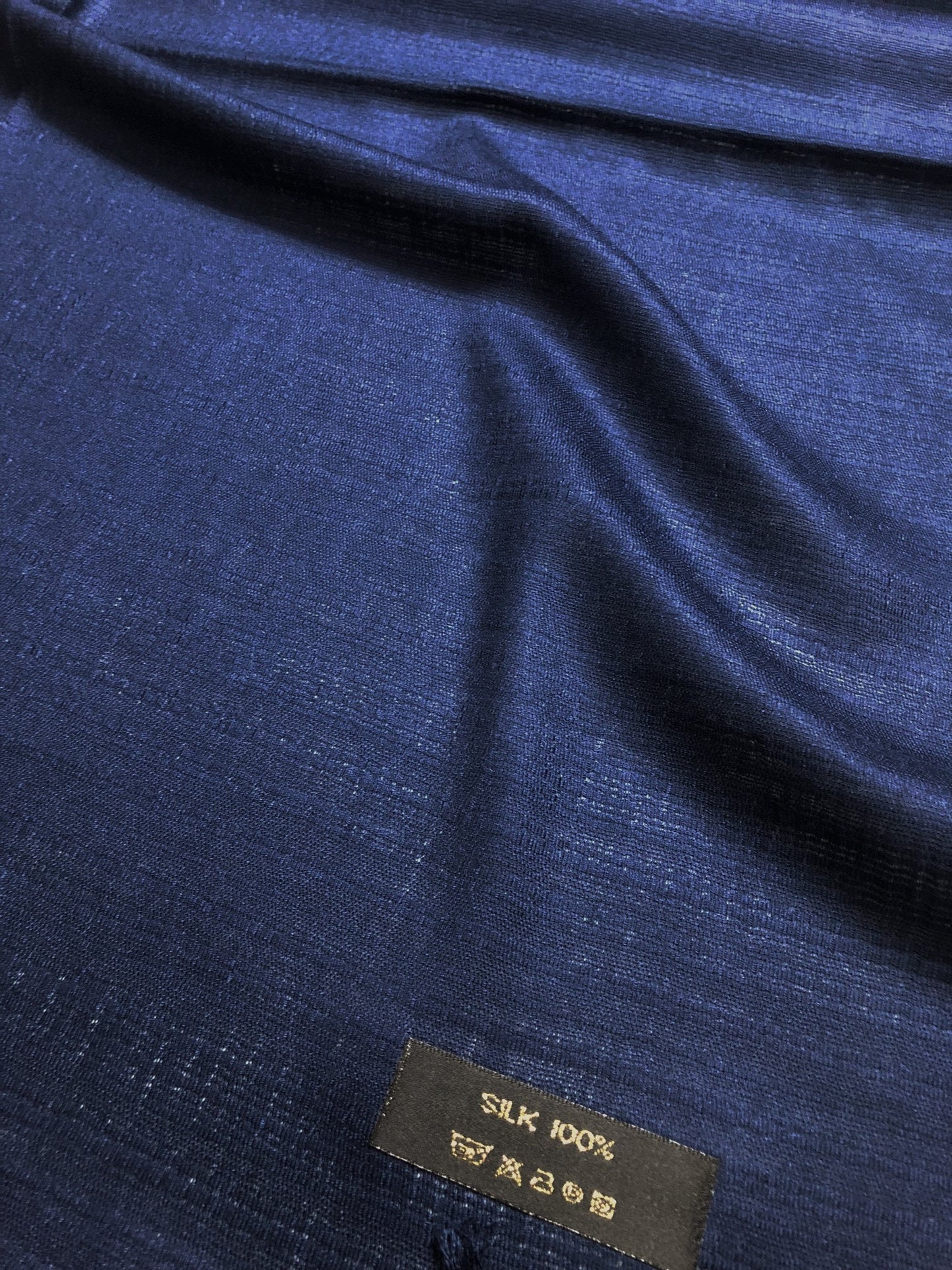 Dark Blue Raw Silk Scarf For Her