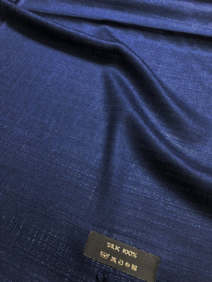 Dark Blue Raw Silk Scarf For Her