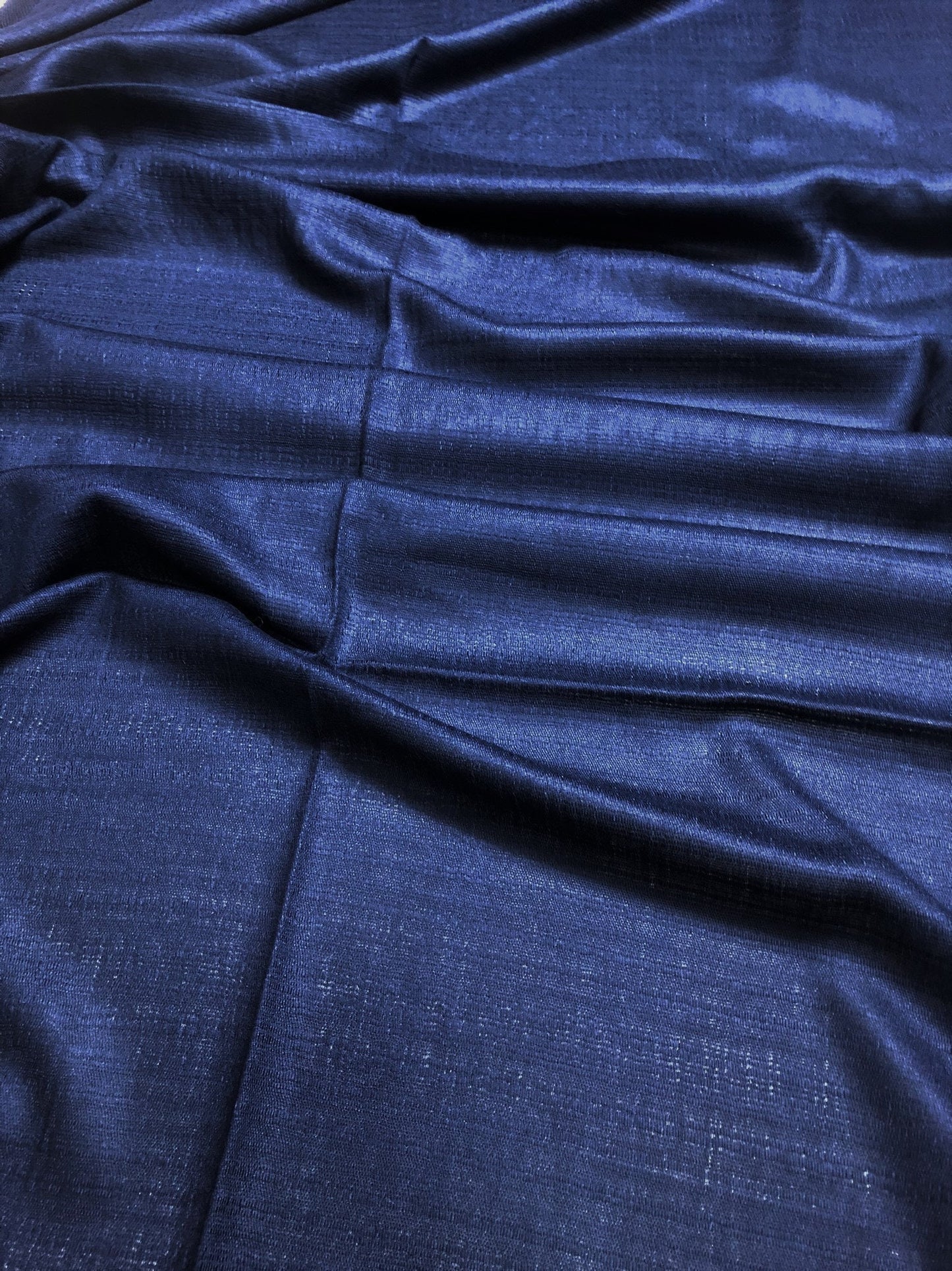 Dark Blue Raw Silk Scarf For Her