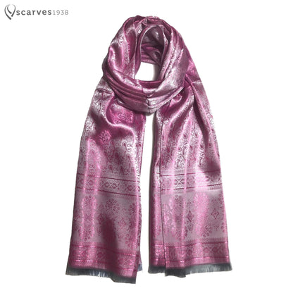 Orchid Silk Scarf Paisley Pink Gypsy