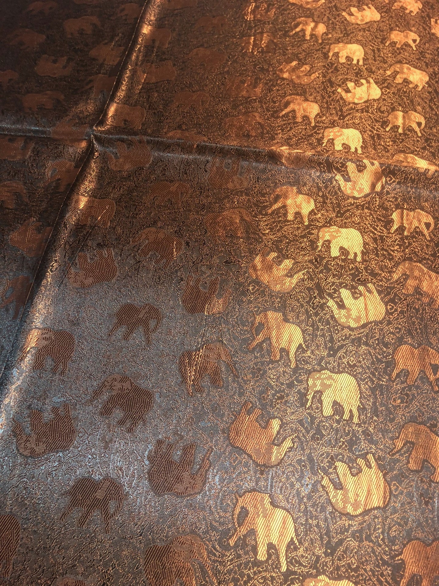 Bronze Elephants Silk Scarf Lover Gray Gypsy