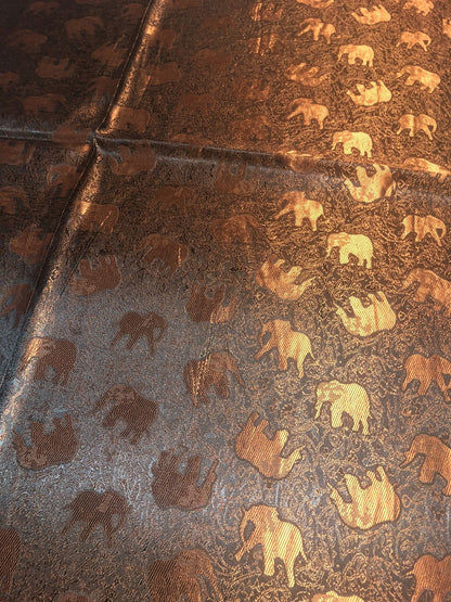 Bronze Elephants Silk Scarf Lover Gray Gypsy