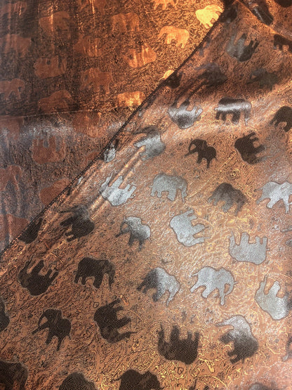 Bronze Elephants Silk Scarf Lover Gray Gypsy