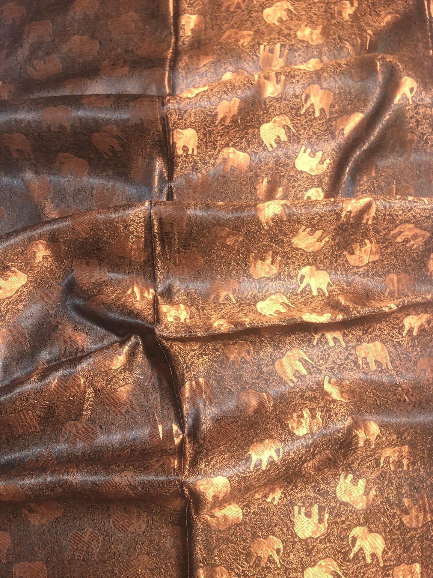 Bronze Elephants Silk Scarf Lover Gray Gypsy