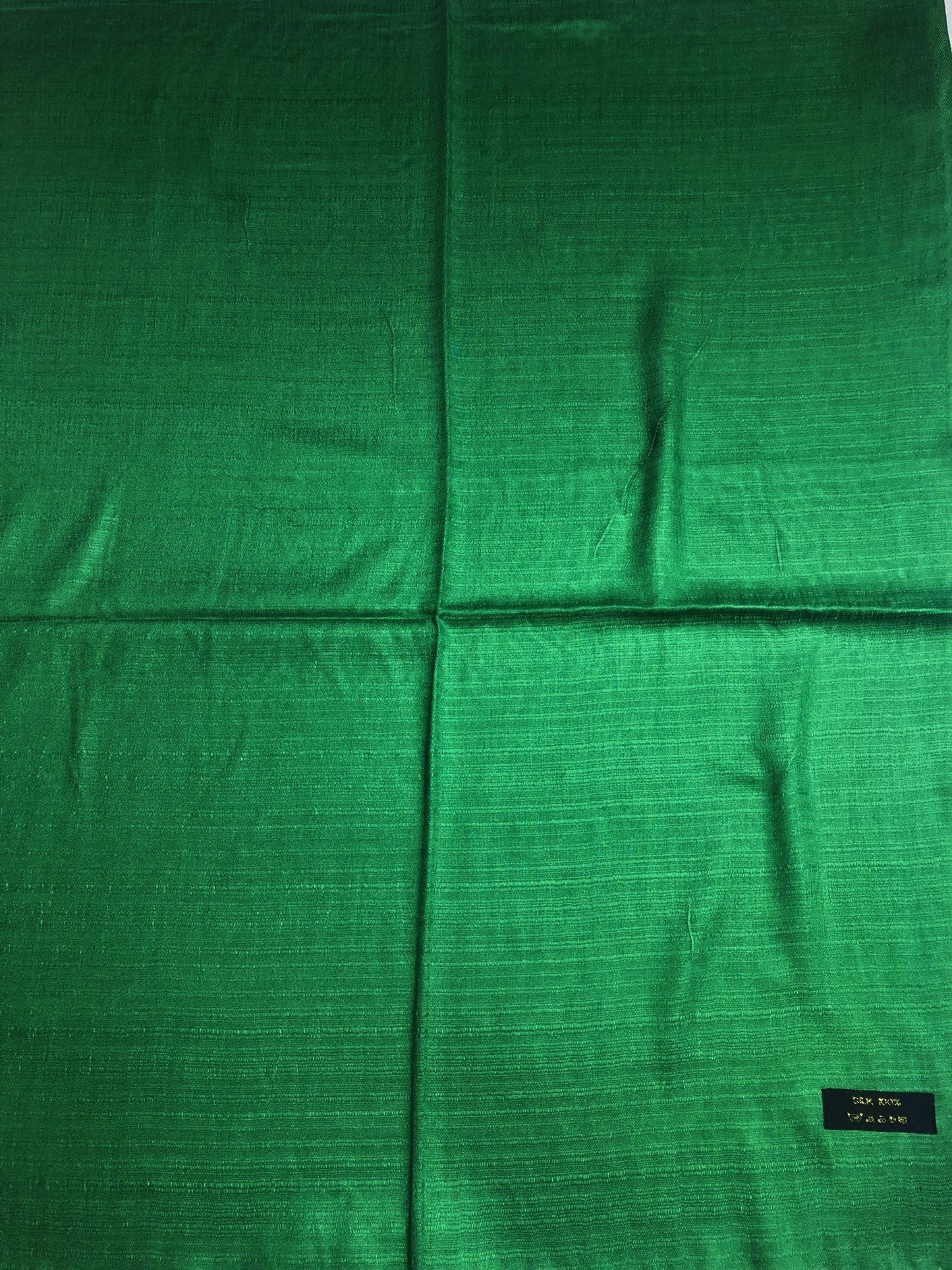 Natural Green Raw Silk Scarf For Her