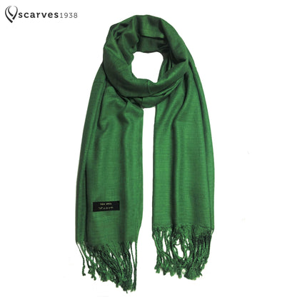 Natural Green Raw Silk Scarf For Her