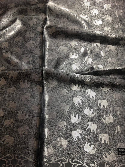 Gray Elephants Silk Scarf Lover Gypsy Scarfs