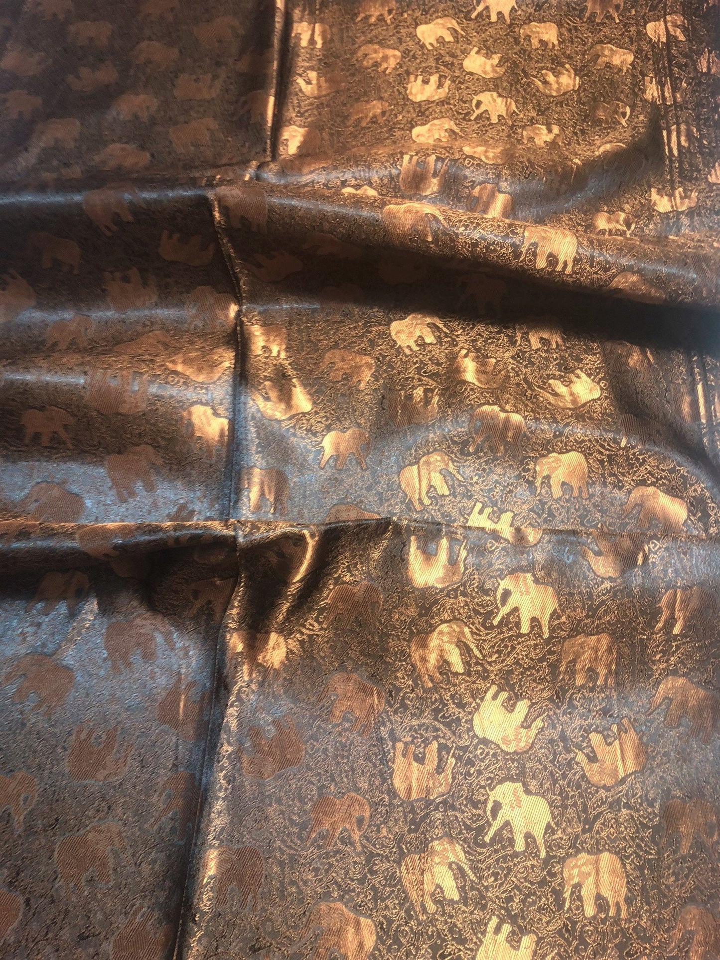 Bronze Elephants Silk Scarf Lover Gray Gypsy