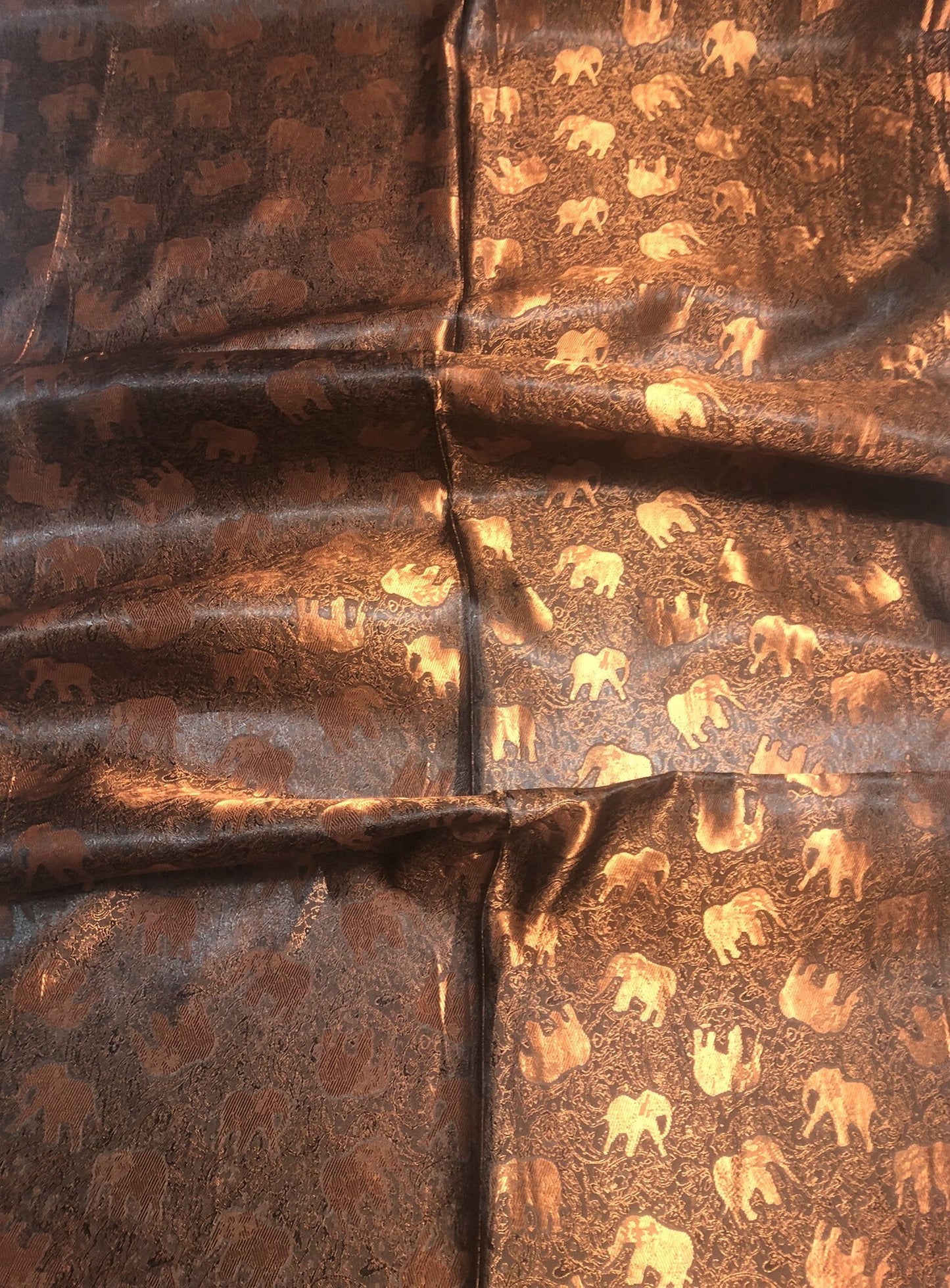 Bronze Elephants Silk Scarf Lover Gray Gypsy