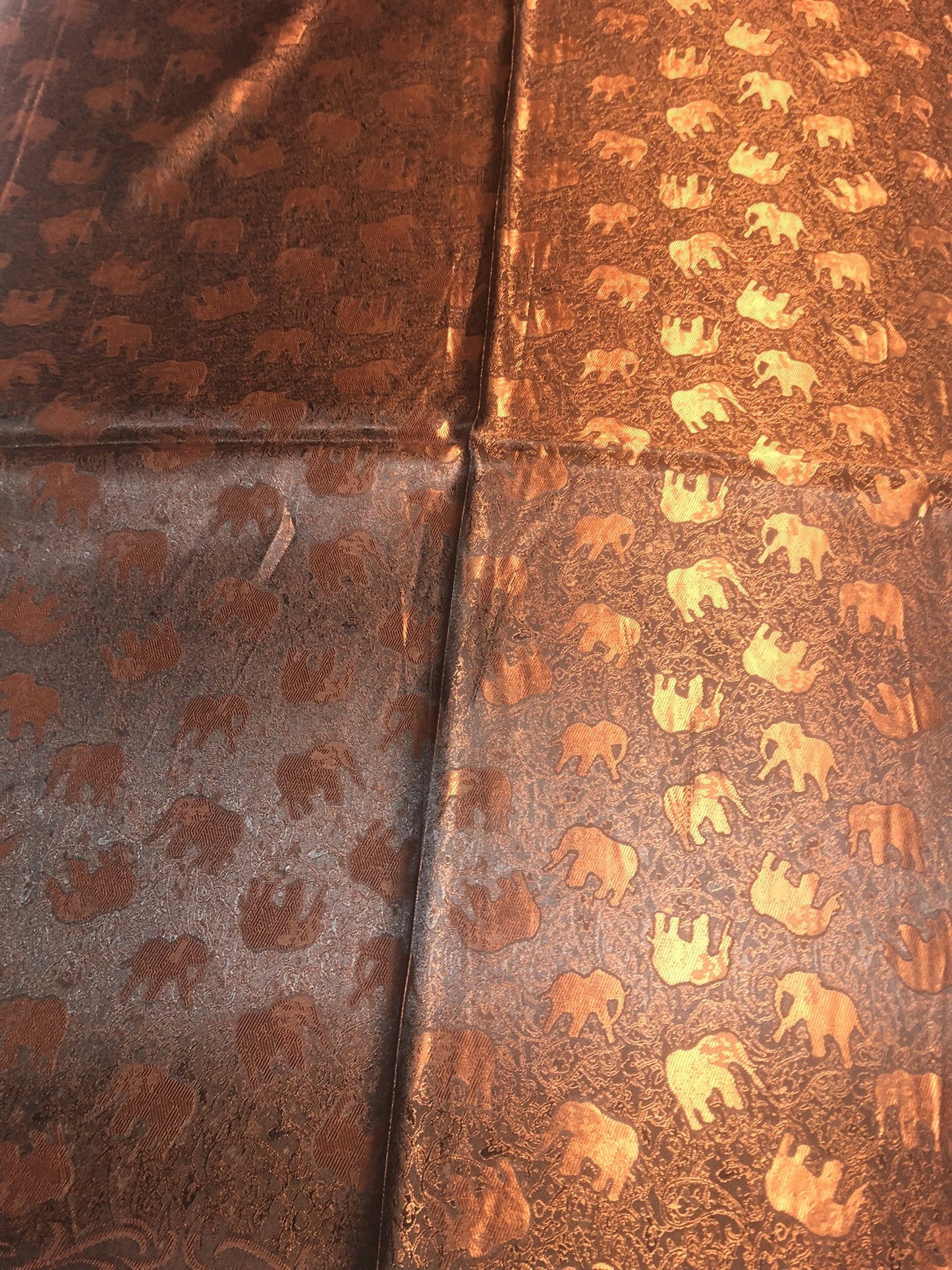 Bronze Elephants Silk Scarf Lover Gray Gypsy