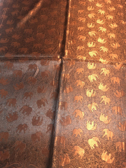 Bronze Elephants Silk Scarf Lover Gray Gypsy