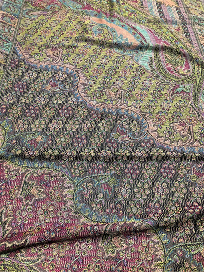 Colorful Pashmina Scarf Black Fringes Ethnic Paisley