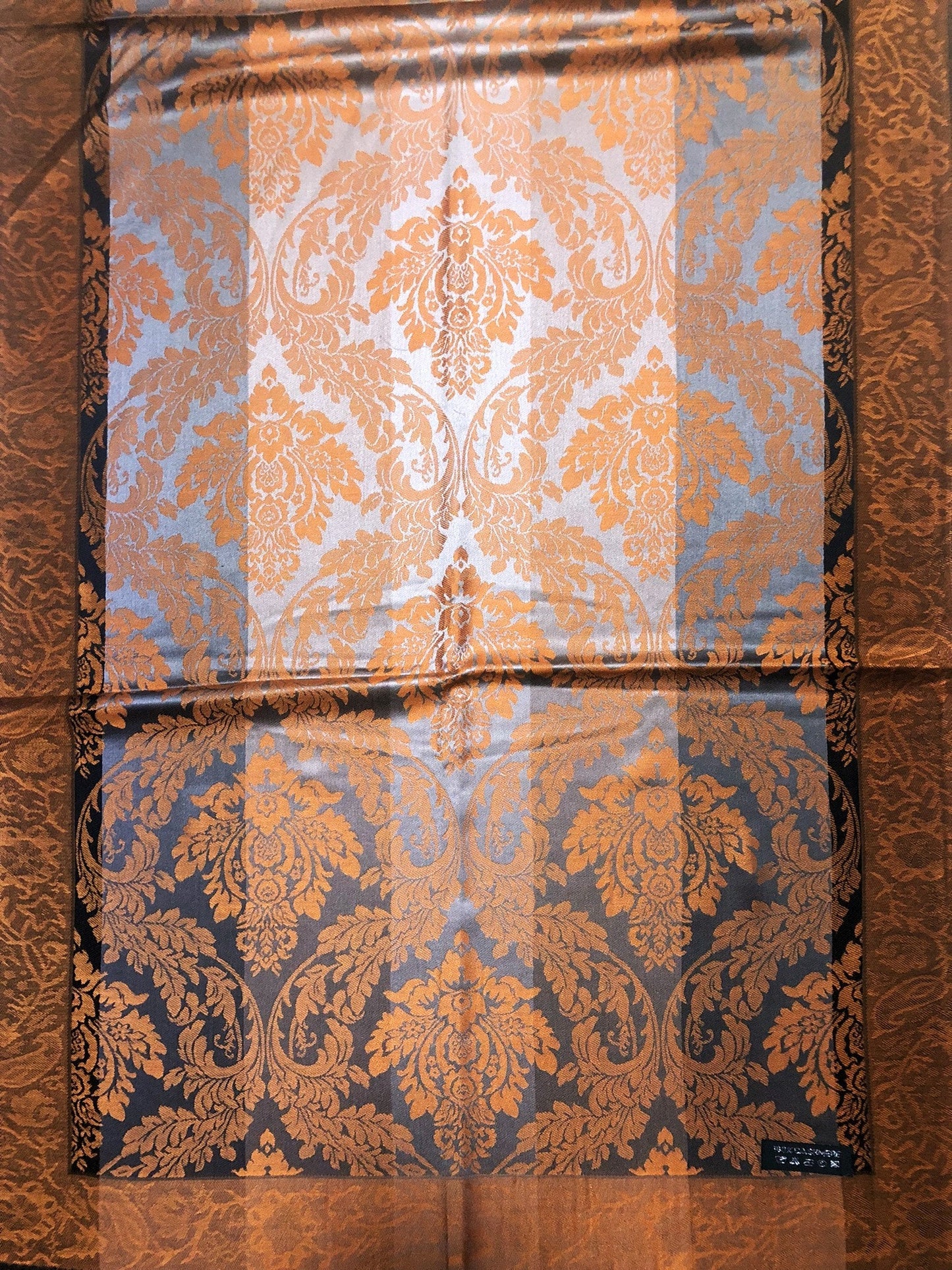 Orange And Gray Cashmere Scarf Hair Wrap