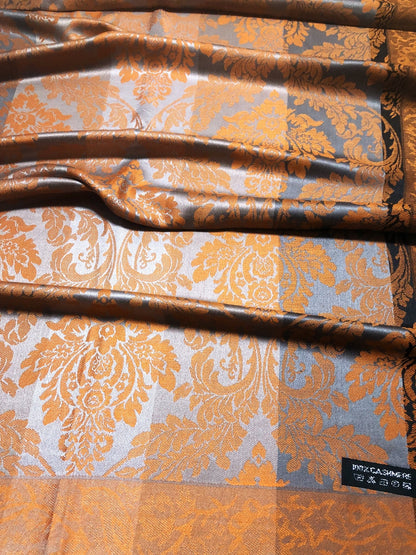 Orange And Gray Cashmere Scarf Hair Wrap