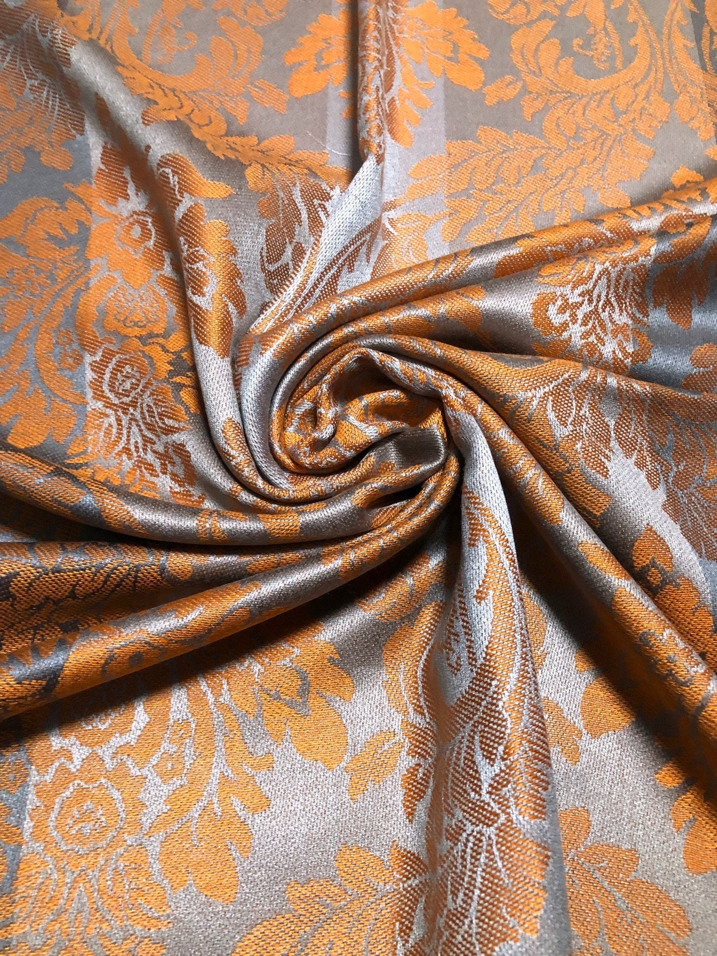 Orange And Gray Cashmere Scarf Hair Wrap
