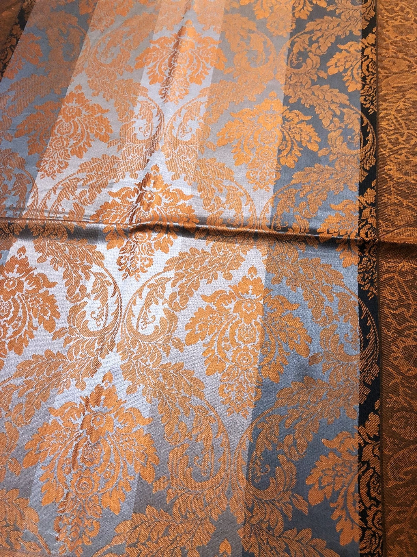 Orange And Gray Cashmere Scarf Hair Wrap