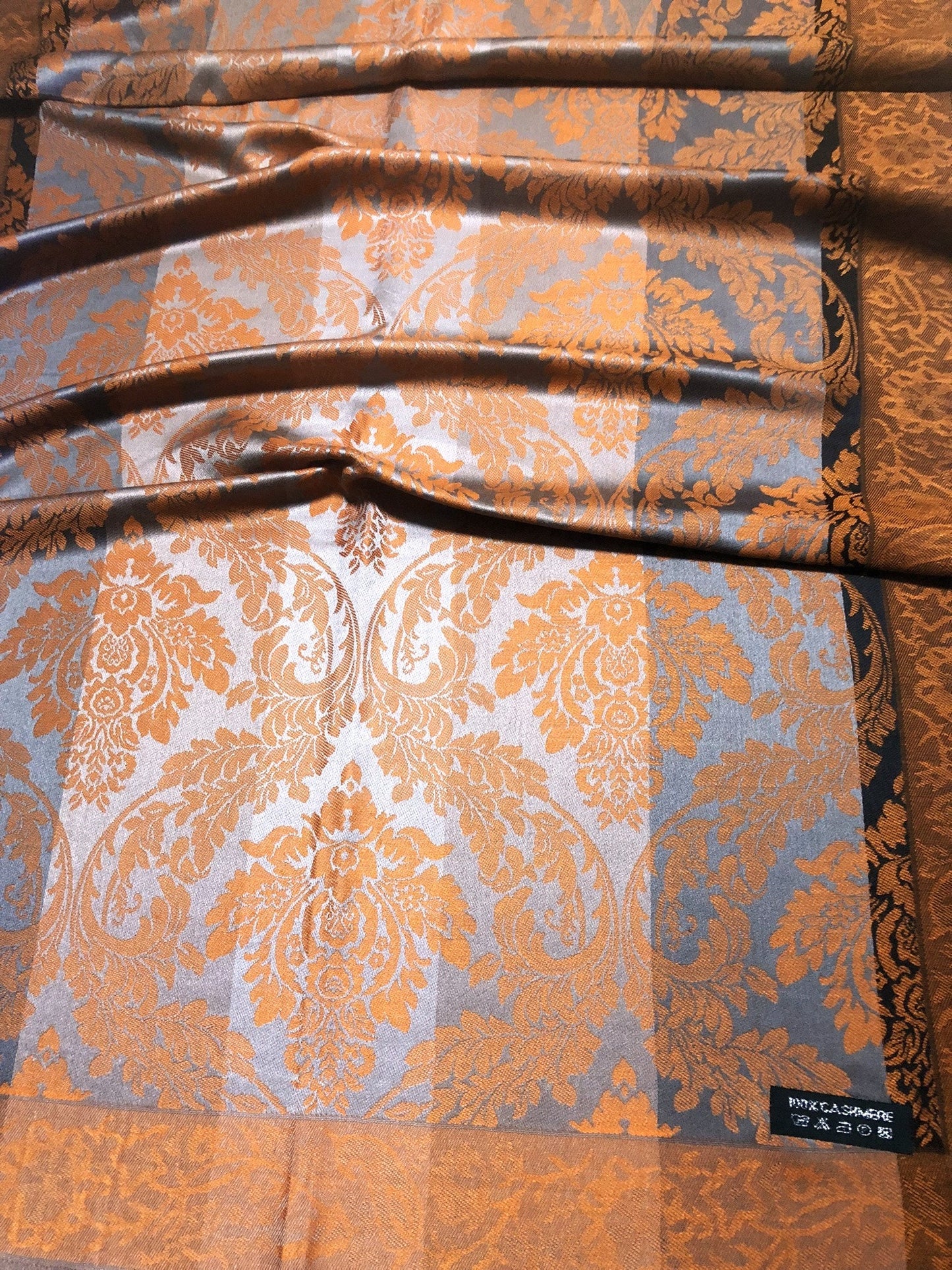 Orange And Gray Cashmere Scarf Hair Wrap