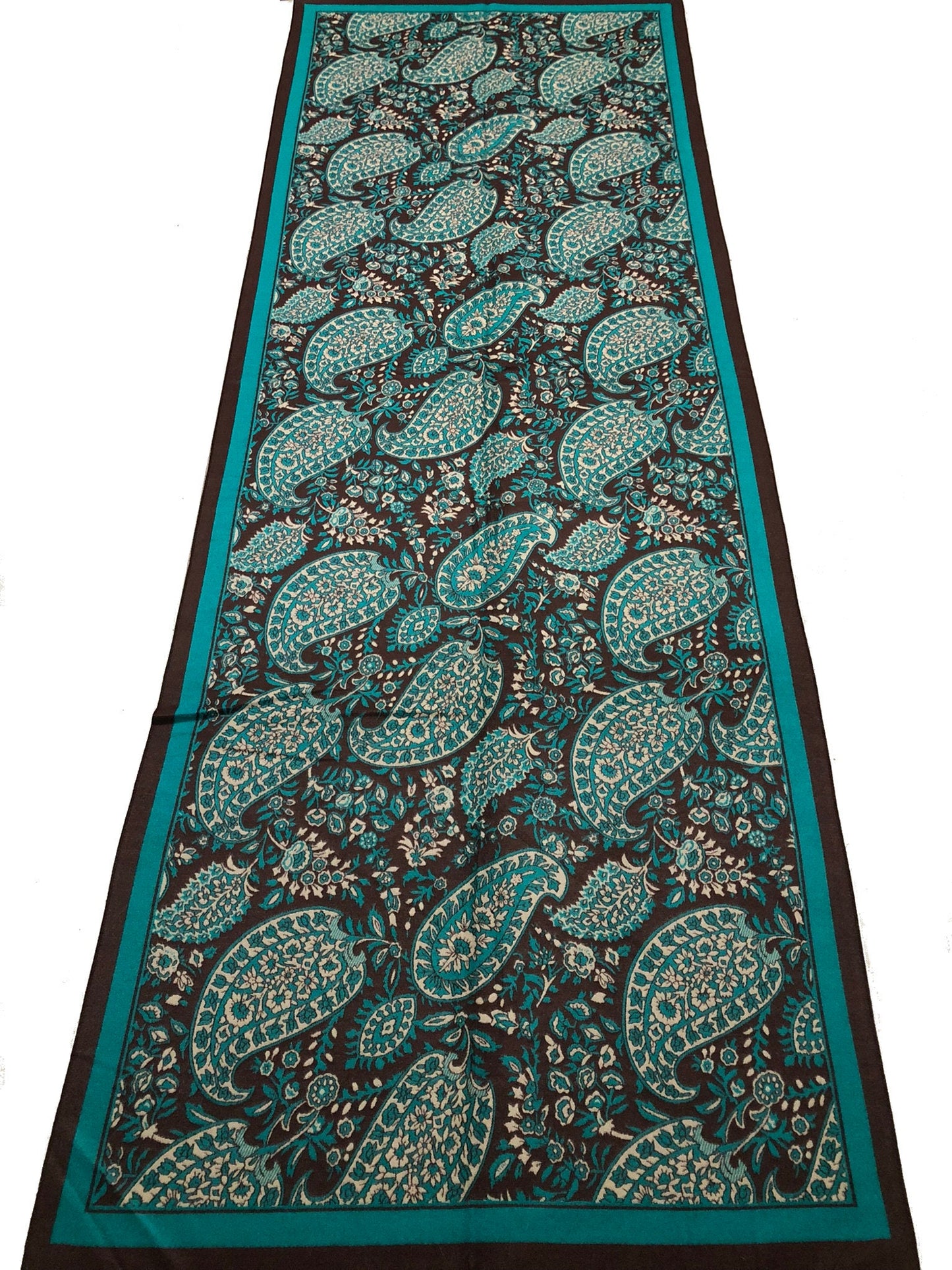 Black And Green Cashmere Scarf Paisley Silky