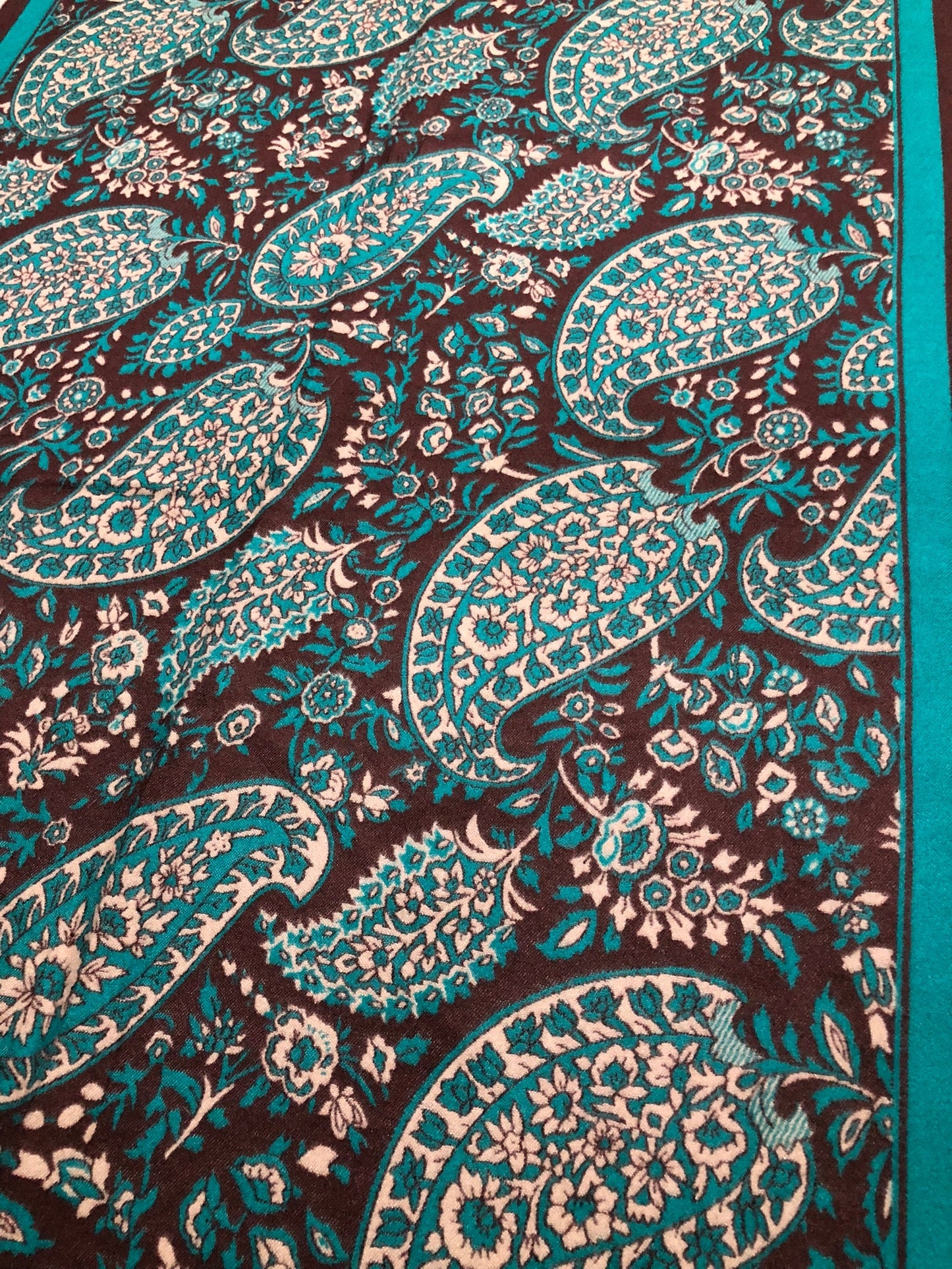 Black And Green Cashmere Scarf Paisley Silky