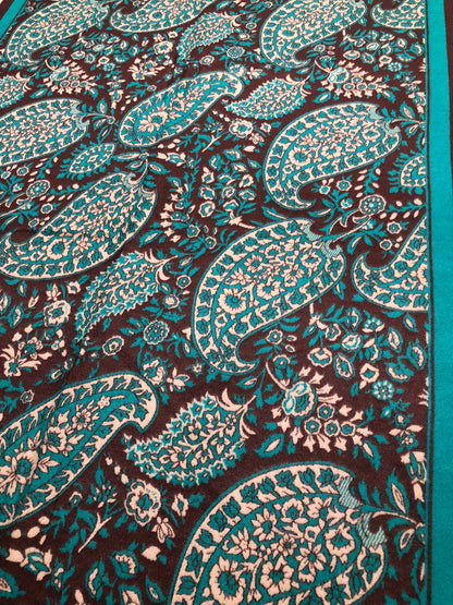 Black And Green Cashmere Scarf Paisley Silky