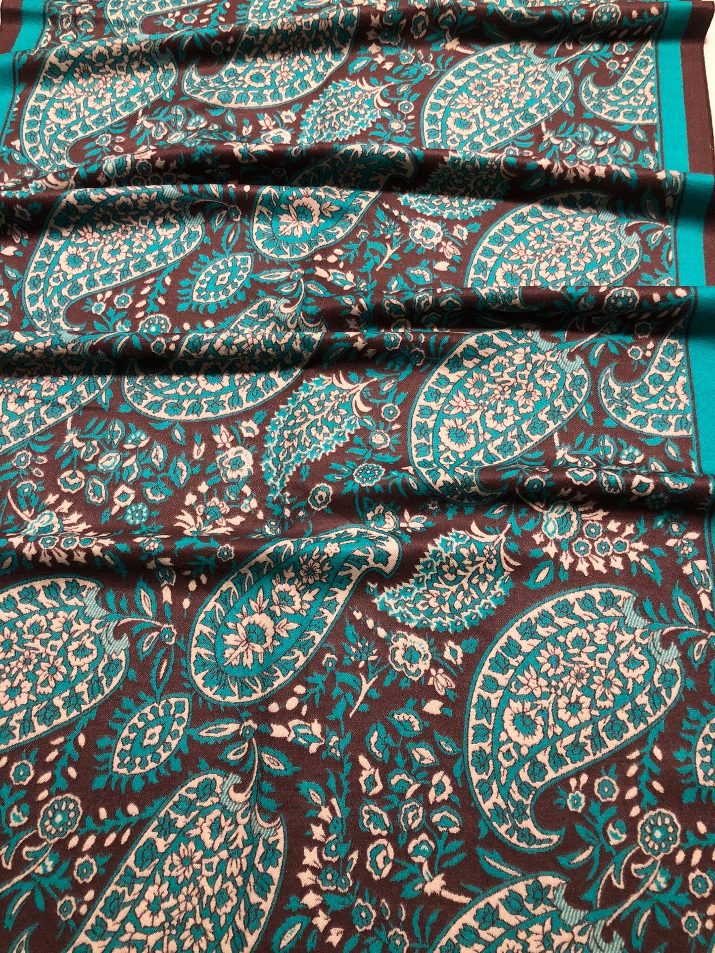 Black And Green Cashmere Scarf Paisley Silky