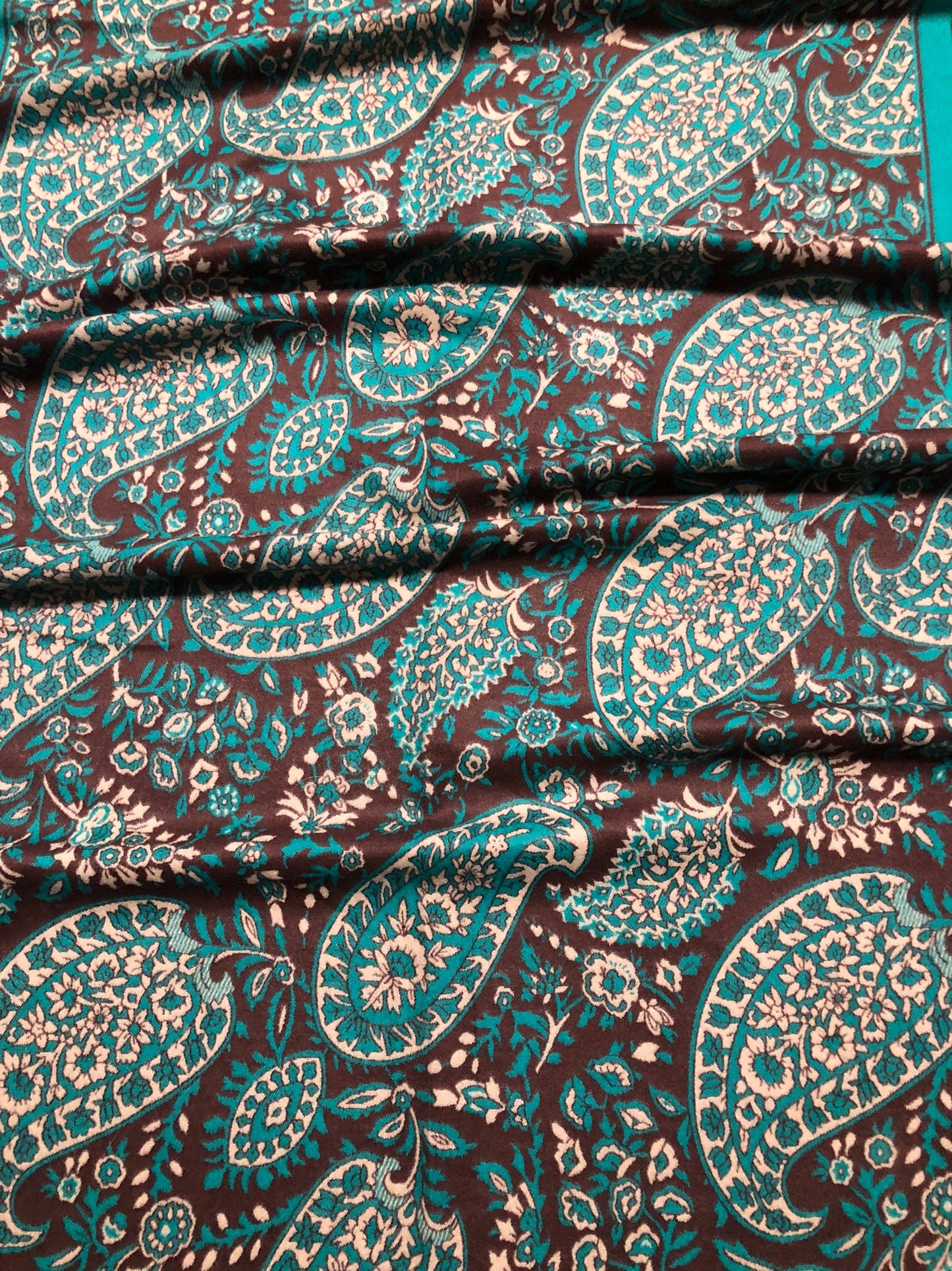 Black And Green Cashmere Scarf Paisley Silky