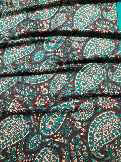 Black And Green Cashmere Scarf Paisley Silky