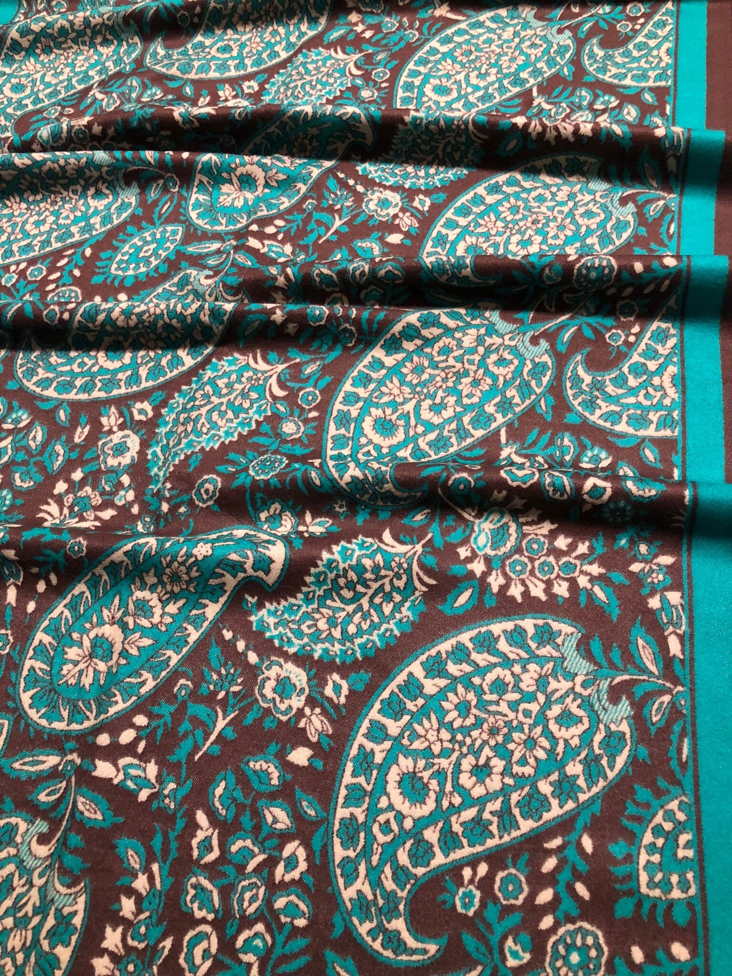 Black And Green Cashmere Scarf Paisley Silky