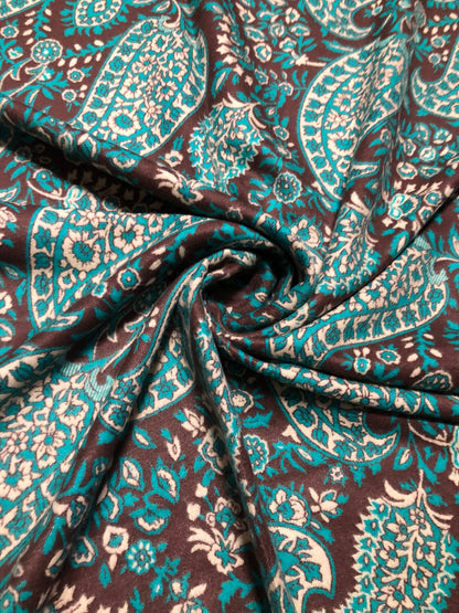 Black And Green Cashmere Scarf Paisley Silky