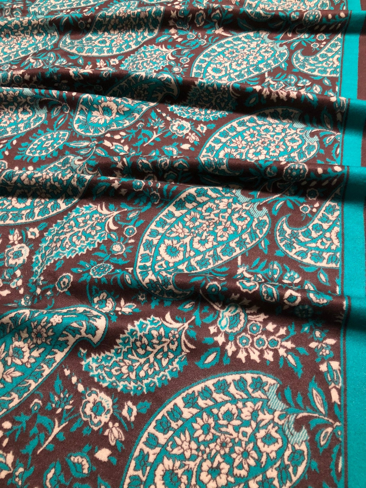 Black And Green Cashmere Scarf Paisley Silky