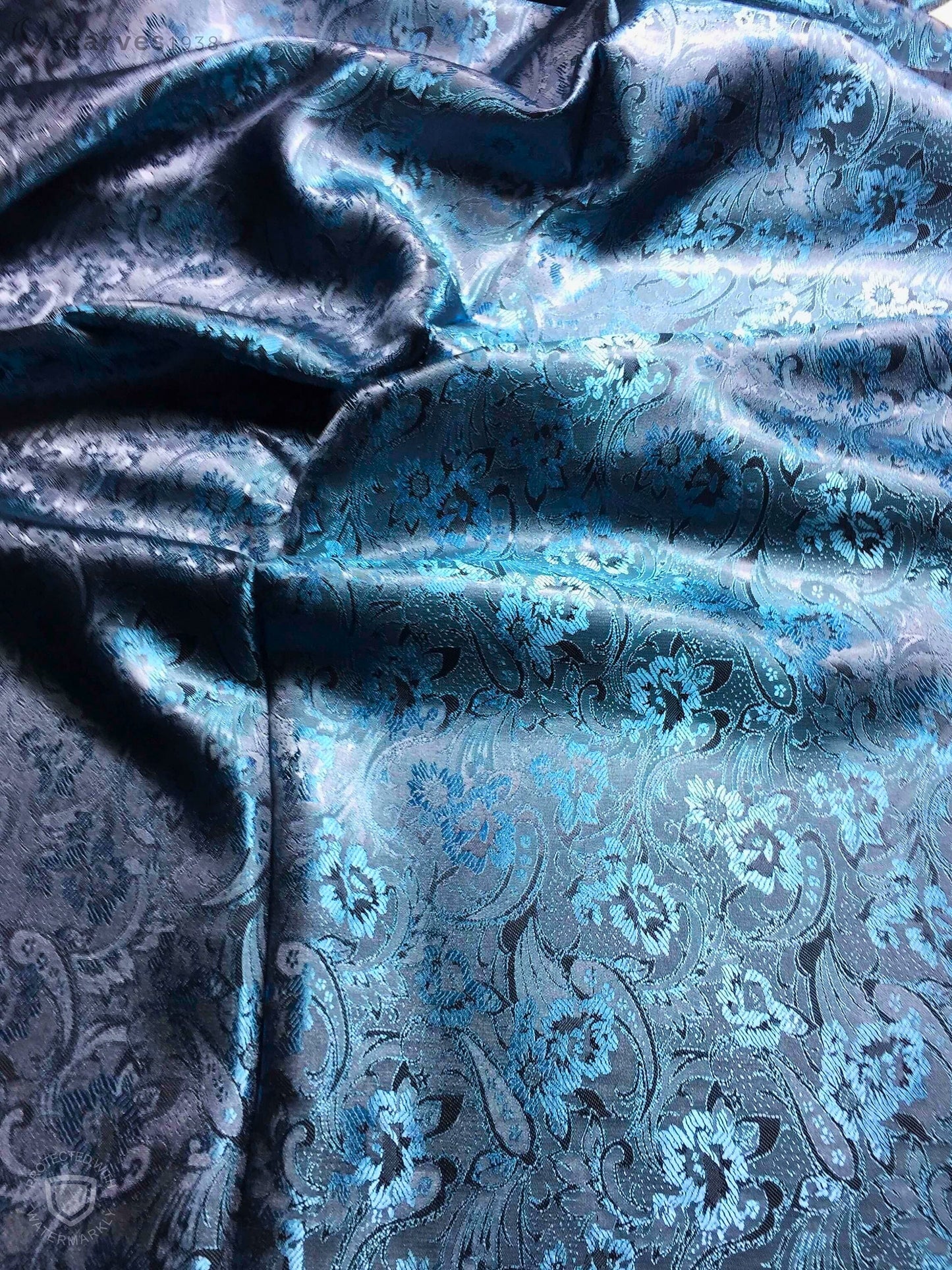 Electric Blue Silk Flower Scarf For Her