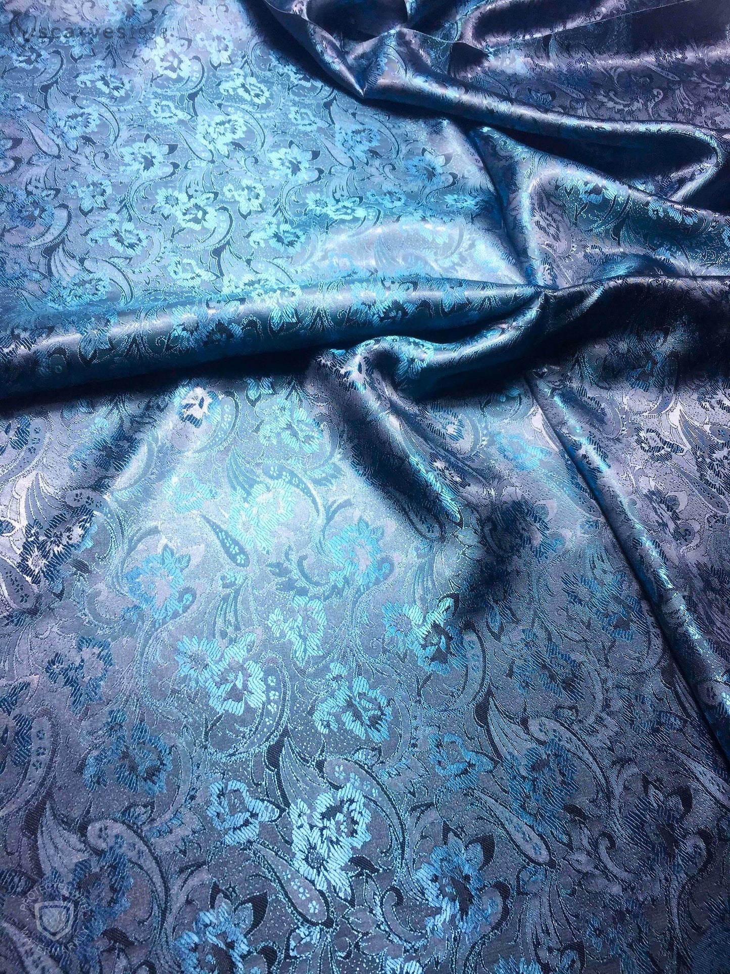 Electric Blue Silk Flower Scarf For Her